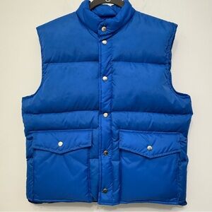 Bamberger’s Vintage Blue Nylon Down Feather Puffer Vest Men’s Medium Snap Front